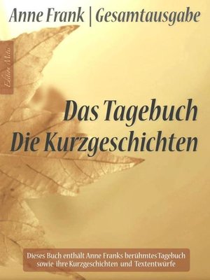 cover image of Anne Frank Gesamtausgabe